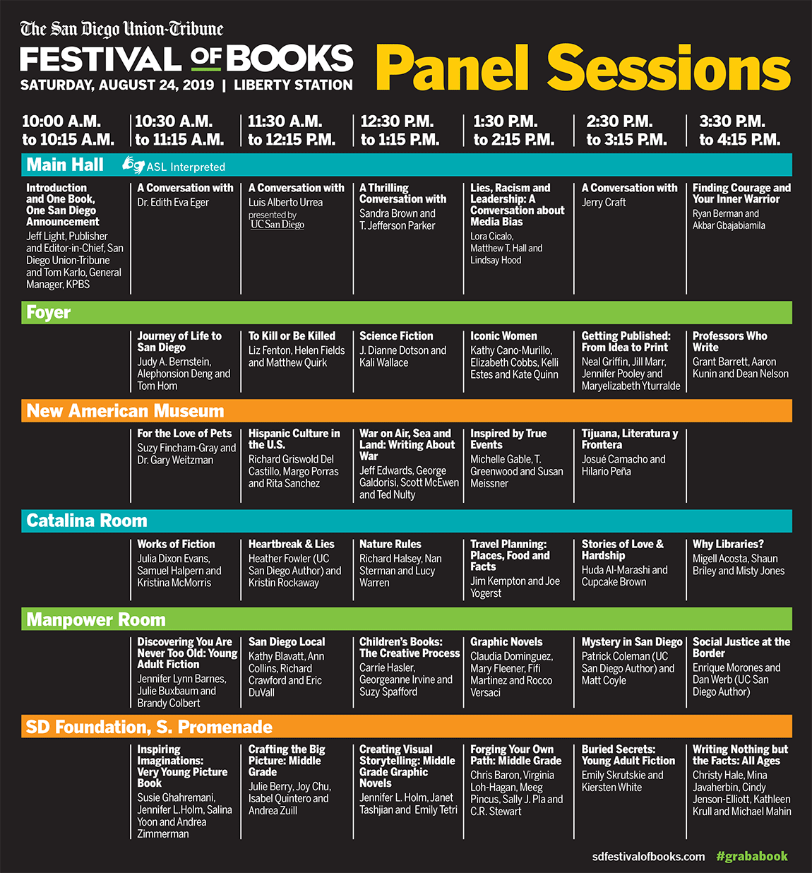 Festival of Books Schedule The San Diego UnionTribune